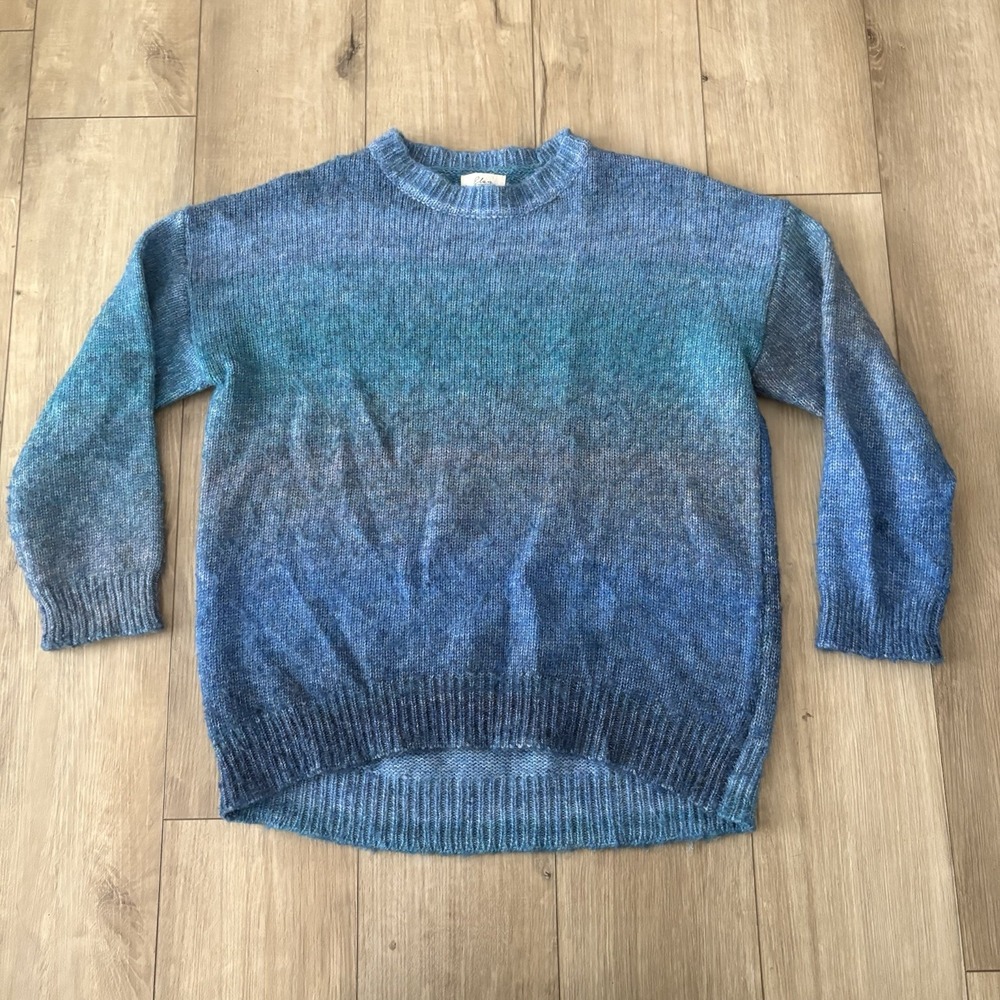 Elan Sweater Womens Knit Pullover Colorful Crewneck Light Blue L